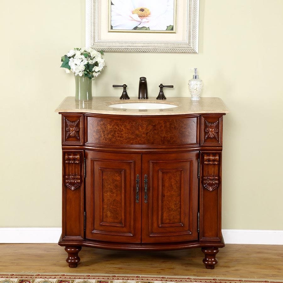 Silkroad Exclusive 36-inch Travertine Top Single Sink Bathroom Vanity - JYP-0192-T-UIC-36 - Molaix610256801049Bathroom VanityJYP-0192-T-UIC-36
