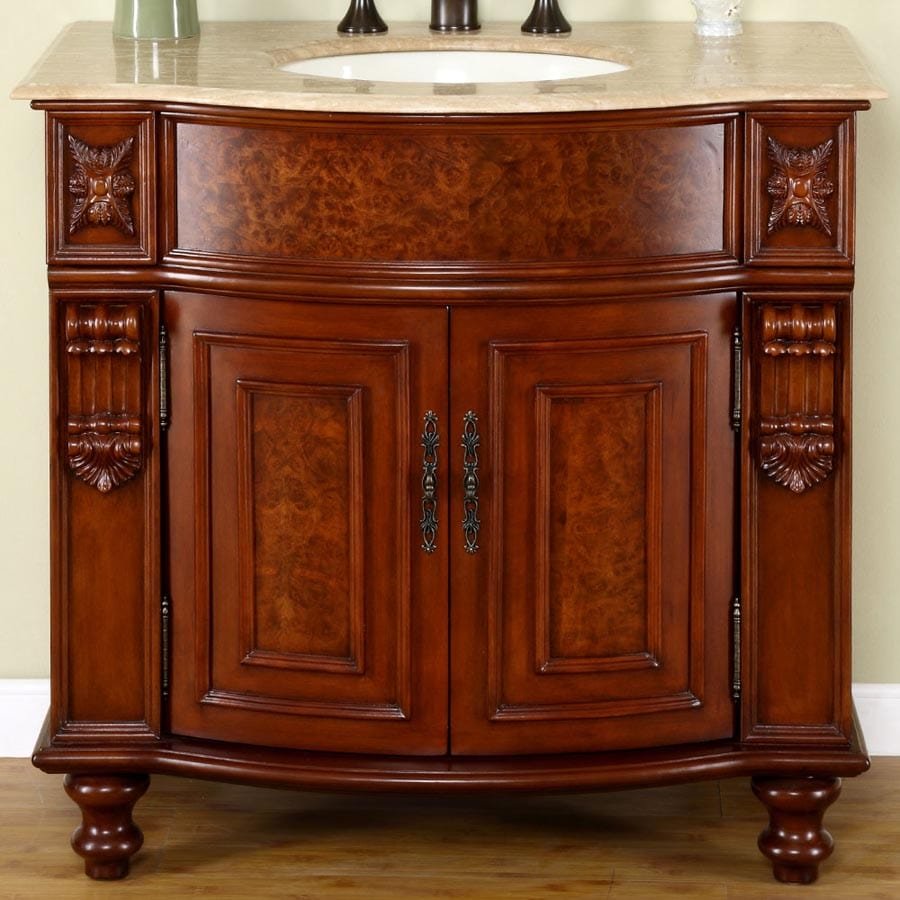Silkroad Exclusive 36-inch Travertine Top Single Sink Bathroom Vanity - JYP-0192-T-UIC-36 - Molaix610256801049Bathroom VanityJYP-0192-T-UIC-36