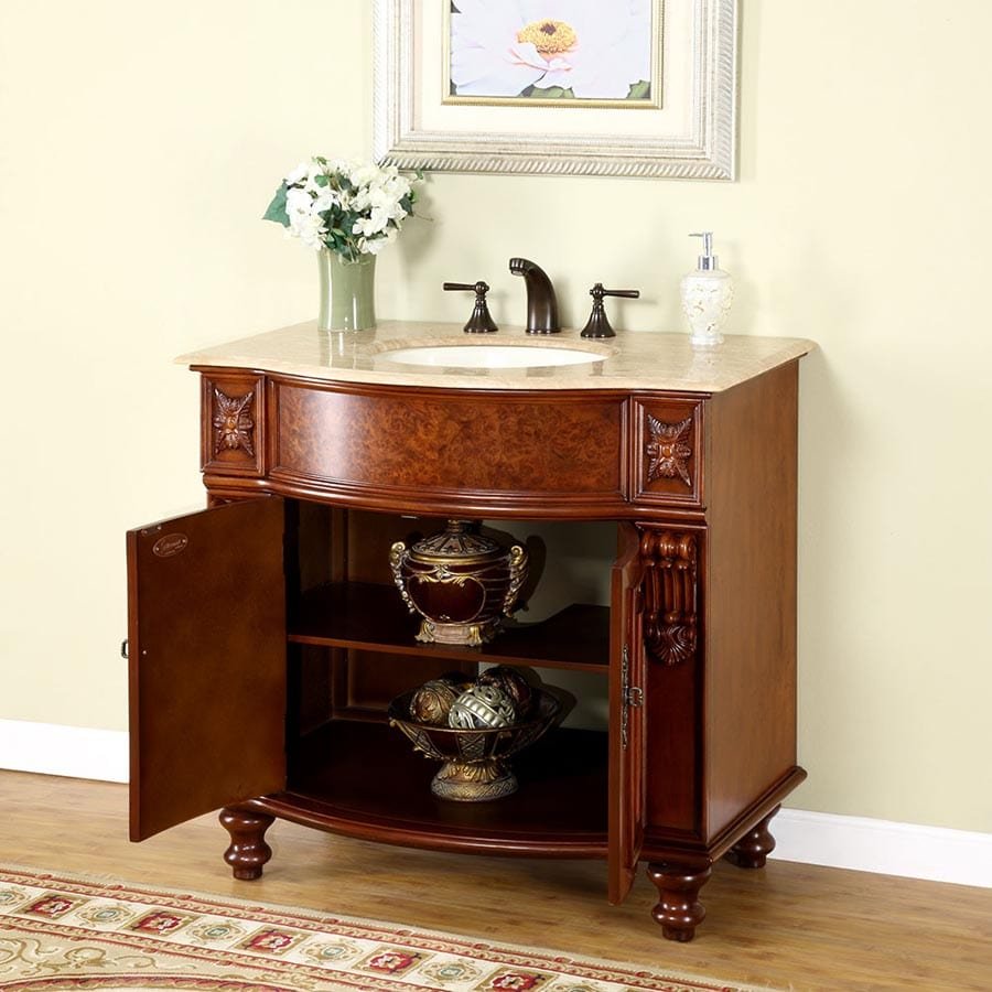 Silkroad Exclusive 36-inch Travertine Top Single Sink Bathroom Vanity - JYP-0192-T-UIC-36 - Molaix610256801049Bathroom VanityJYP-0192-T-UIC-36