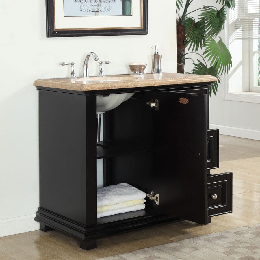 Silkroad Exclusive 36-inch Travertine Top Single Sink Bathroom Vanity - V0281TW36L - Molaix600316838795Bathroom VanityV0281TW36L