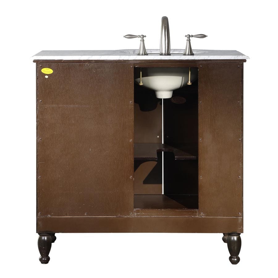Silkroad Exclusive 38-inch Carrara White Marble Top Single Sink Bathroom Vanity - HYP-0902-WM-UWC-38-L - Molaix610256802015Bathroom VanityHYP-0902-WM-UWC-38-L
