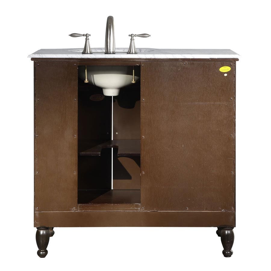 Silkroad Exclusive 38-inch Carrara White Marble Top Single Sink Bathroom Vanity - HYP-0902-WM-UWC-38-R - Molaix610256802022Bathroom VanityHYP-0902-WM-UWC-38-R
