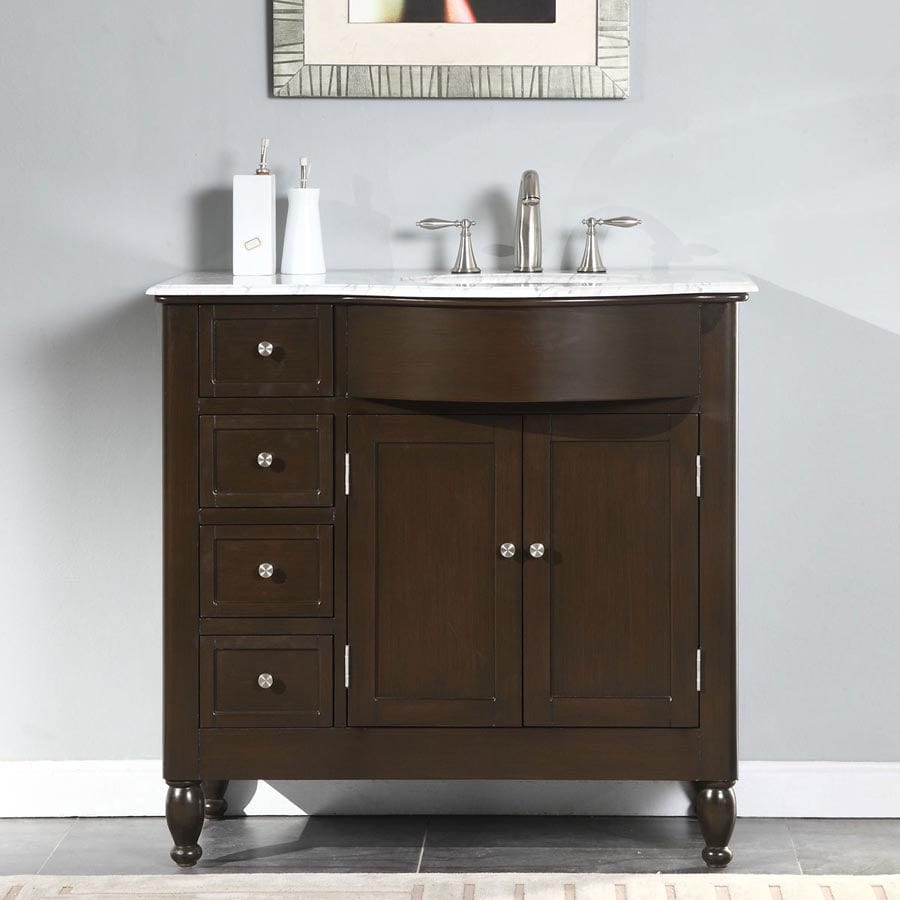 Silkroad Exclusive 38-inch Carrara White Marble Top Single Sink Bathroom Vanity - HYP-0902-WM-UWC-38-R - Molaix610256802022Bathroom VanityHYP-0902-WM-UWC-38-R