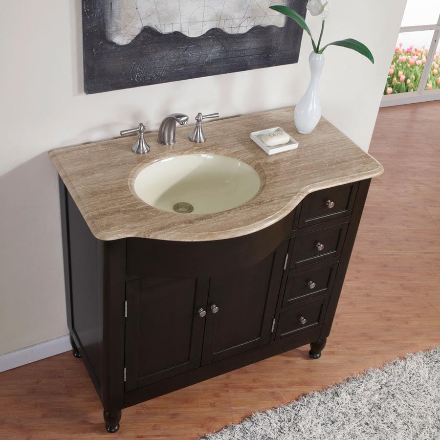 Silkroad Exclusive 38-inch Travertine Top Single Sink Bathroom Vanity - HYP-0902-T-UIC-38-L - Molaix610256800813Bathroom VanityHYP-0902-T-UIC-38-L