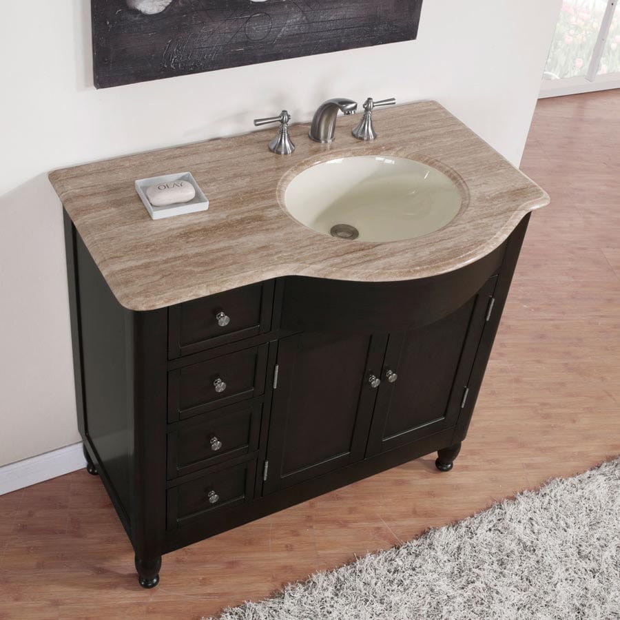 Silkroad Exclusive 38-inch Travertine Top Single Sink Bathroom Vanity - HYP-0902-T-UIC-38-R - Molaix610256800820Bathroom VanityHYP-0902-T-UIC-38-R