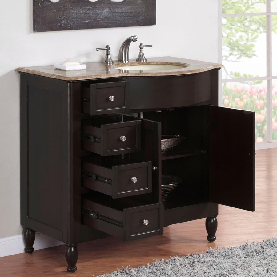 Silkroad Exclusive 38-inch Travertine Top Single Sink Bathroom Vanity - HYP-0902-T-UIC-38-R - Molaix610256800820Bathroom VanityHYP-0902-T-UIC-38-R