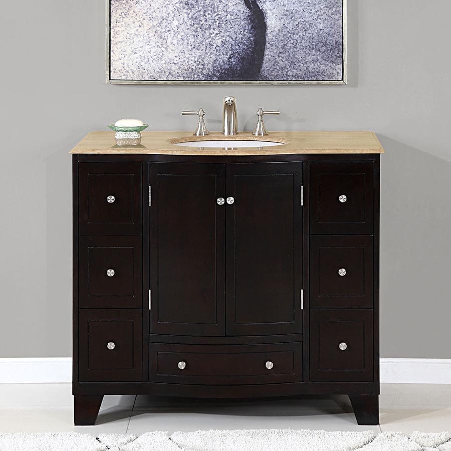 Silkroad Exclusive 40-inch Travertine Top Single Sink Bathroom Vanity - HYP-0703-T-UWC-40 - Molaix610256800493Bathroom VanityHYP-0703-T-UWC-40