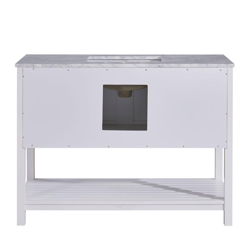 Silkroad Exclusive 48-inch Carrara White Marble Top Single Sink Bathroom Vanity - V10048WWSC - Molaix600316839457Bathroom VanityV10048WWSC