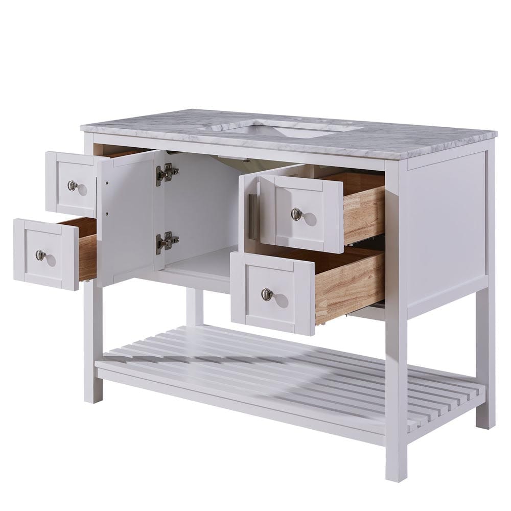 Silkroad Exclusive 48-inch Carrara White Marble Top Single Sink Bathroom Vanity - V10048WWSC - Molaix600316839457Bathroom VanityV10048WWSC