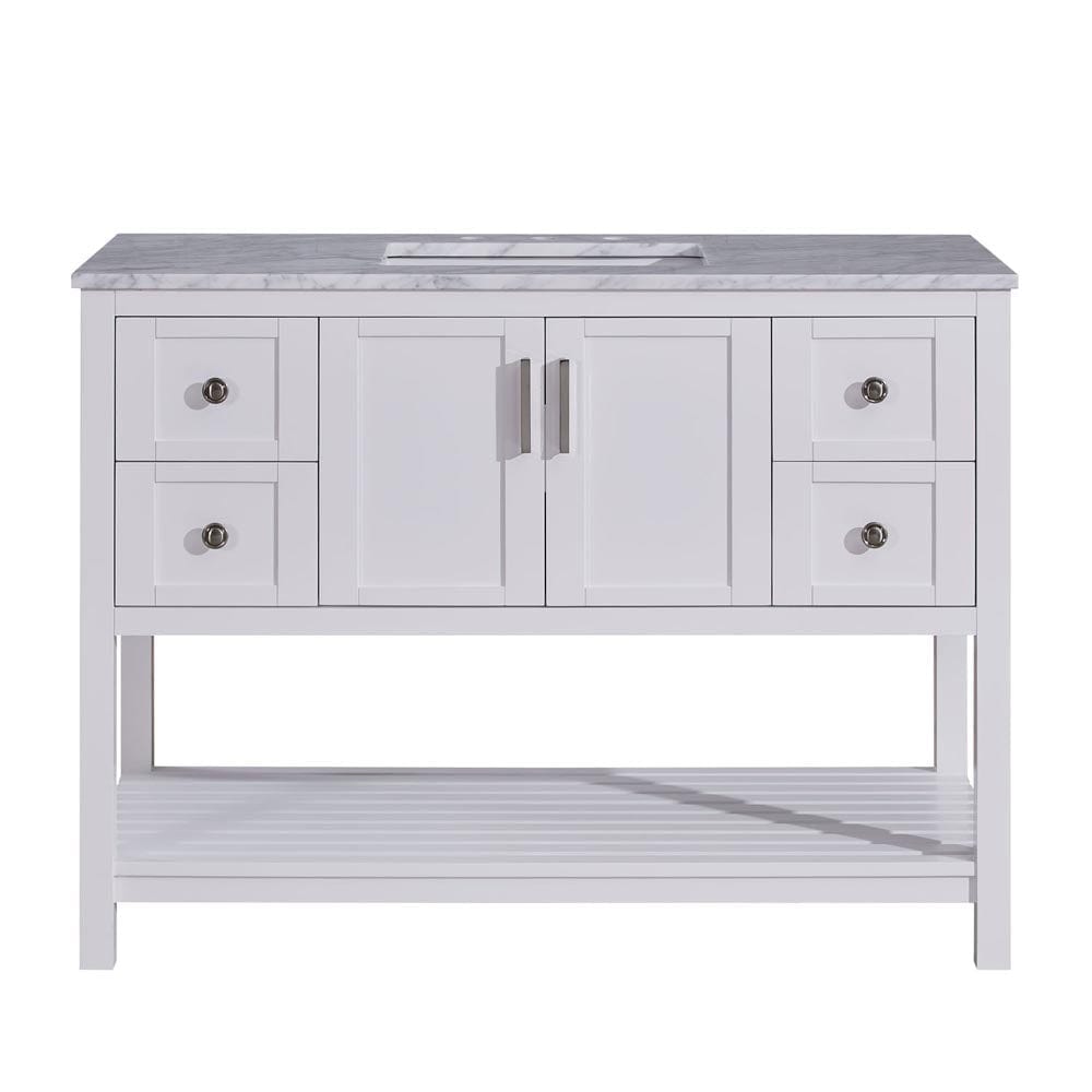 Silkroad Exclusive 48-inch Carrara White Marble Top Single Sink Bathroom Vanity - V10048WWSC - Molaix600316839457Bathroom VanityV10048WWSC