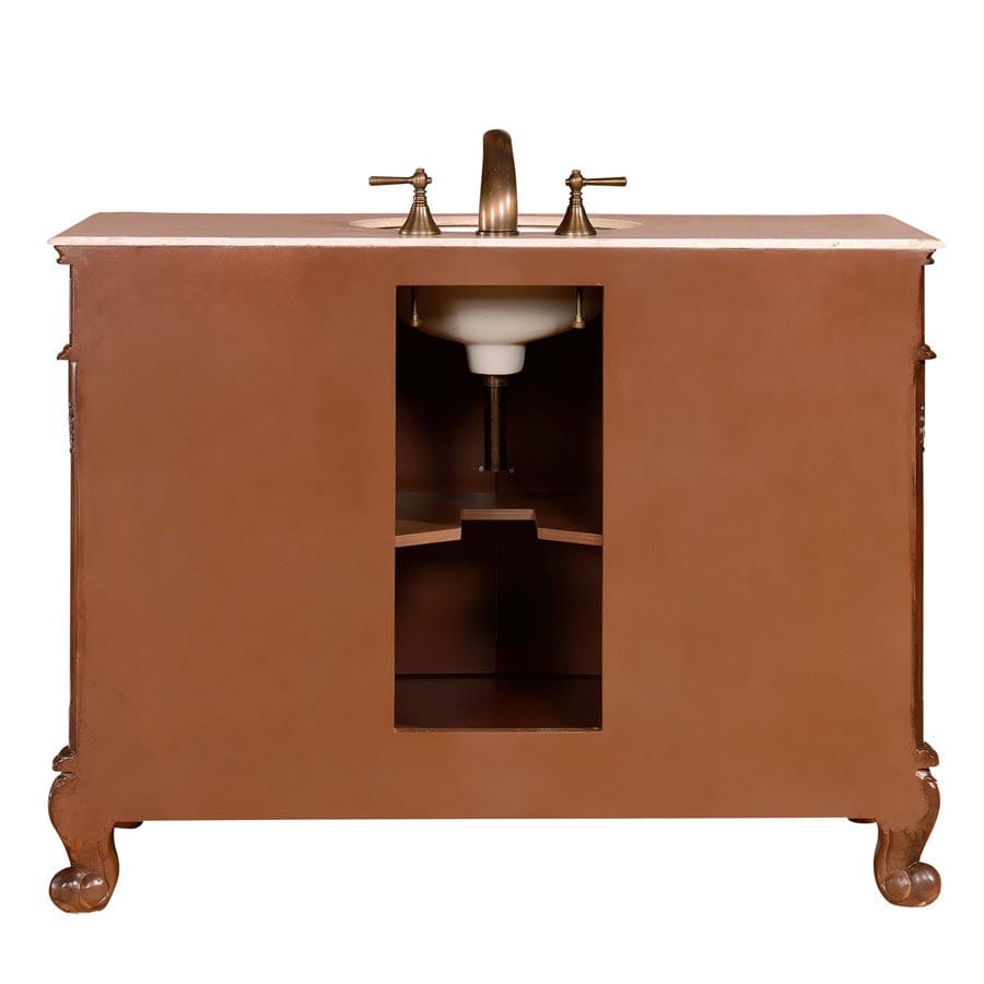 Silkroad Exclusive 48-inch Crema Marfil Marble Top Single Sink Bathroom Vanity - ZY-0250-CM-UWC-48 - Molaix610256802633Bathroom VanityZY-0250-CM-UWC-48