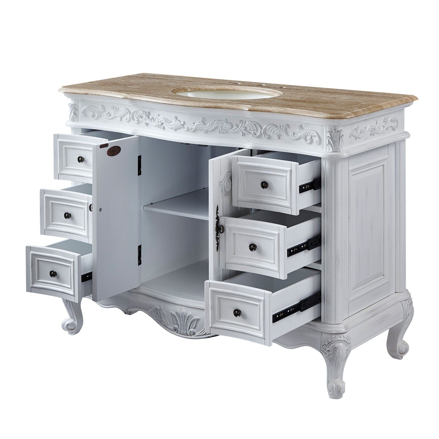 Silkroad Exclusive 48-inch Travertine Top Single Sink Bathroom Vanity - HYP-0152-T-UIC-48 - Molaix610256799964Bathroom VanityHYP-0152-T-UIC-48