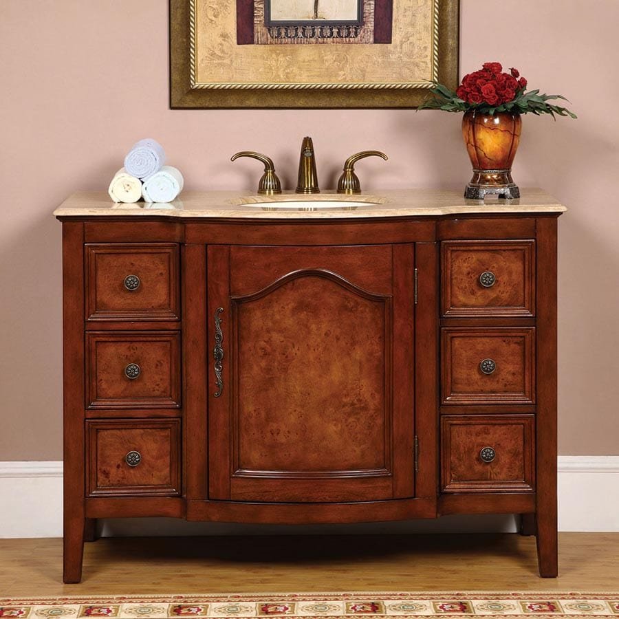 Silkroad Exclusive 48-inch Travertine Top Single Sink Bathroom Vanity - HYP-0701-T-UIC-48 - Molaix610256800462Bathroom VanityHYP-0701-T-UIC-48