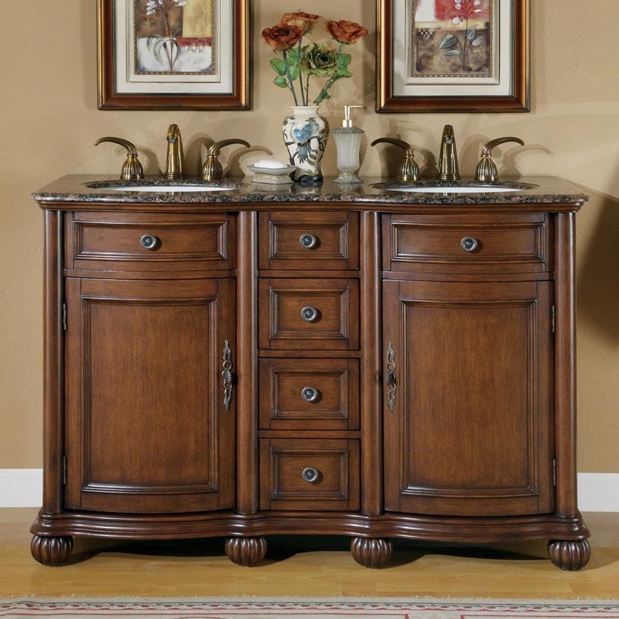 Silkroad Exclusive 52-inch Baltic Brown Granite Top Double Sink Bathroom Vanity - LTP-0180-BB-UIC-52 - Molaix610256801148Bathroom VanityLTP-0180-BB-UIC-52