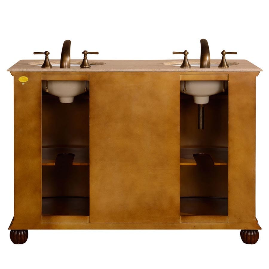Silkroad Exclusive 52-inch Travertine Top Double Sink Bathroom Vanity - LTR-0180-T-UWC-52 - Molaix610256802657Bathroom VanityLTR-0180-T-UWC-52