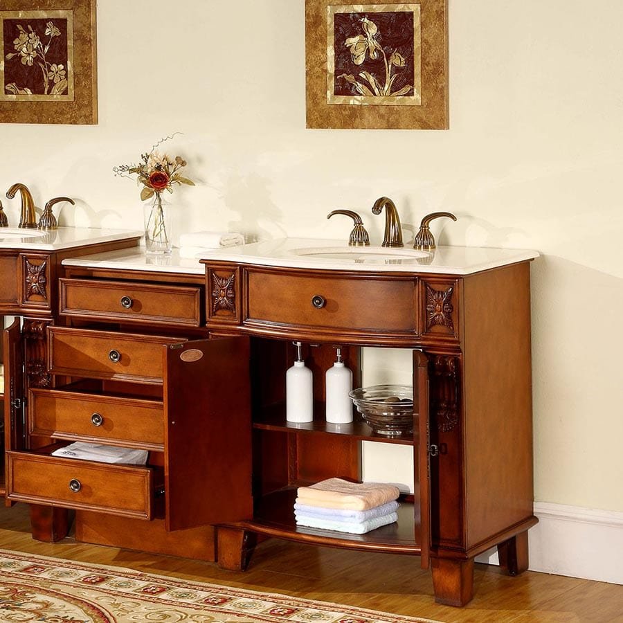 Silkroad Exclusive 53-inch Crema Marfil Marble Top Single Sink Bathroom Vanity - HYP-0204-CM-UIC-53 - Molaix610256801391Bathroom VanityHYP-0204-CM-UIC-53