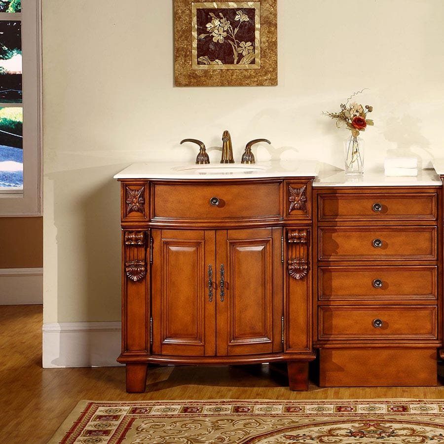 Silkroad Exclusive 53-inch Crema Marfil Marble Top Single Sink Bathroom Vanity - HYP-0204-CM-UIC-53 - Molaix610256801391Bathroom VanityHYP-0204-CM-UIC-53
