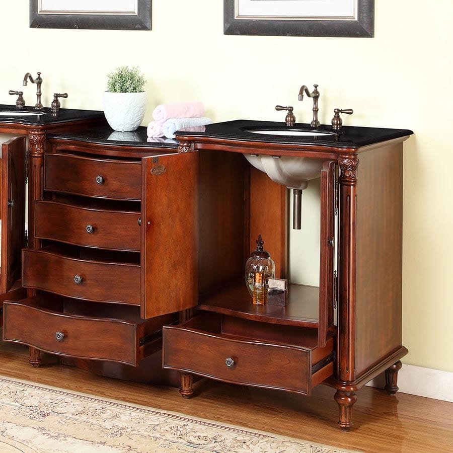 Silkroad Exclusive 53.5-inch Black Galaxy Granite Top Single Sink Bathroom Vanity - FS-0266-BG-UWC-54 - Molaix610256802367Bathroom VanityFS-0266-BG-UWC-54