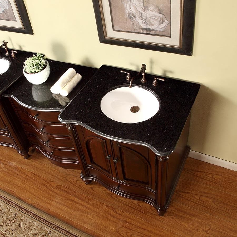 Silkroad Exclusive 53.5-inch Black Galaxy Granite Top Single Sink Bathroom Vanity - FS-0266-BG-UWC-54 - Molaix610256802367Bathroom VanityFS-0266-BG-UWC-54