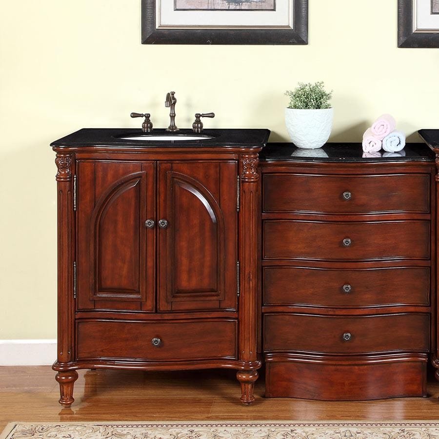 Silkroad Exclusive 53.5-inch Black Galaxy Granite Top Single Sink Bathroom Vanity - FS-0266-BG-UWC-54 - Molaix610256802367Bathroom VanityFS-0266-BG-UWC-54