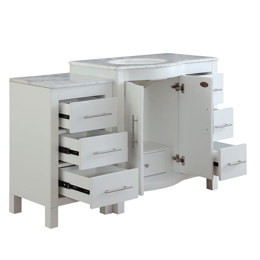 Silkroad Exclusive 53.5-inch Carrara White Marble Top Single Sink Bathroom Vanity - V0290WW54L - Molaix600316839136Bathroom VanityV0290WW54L