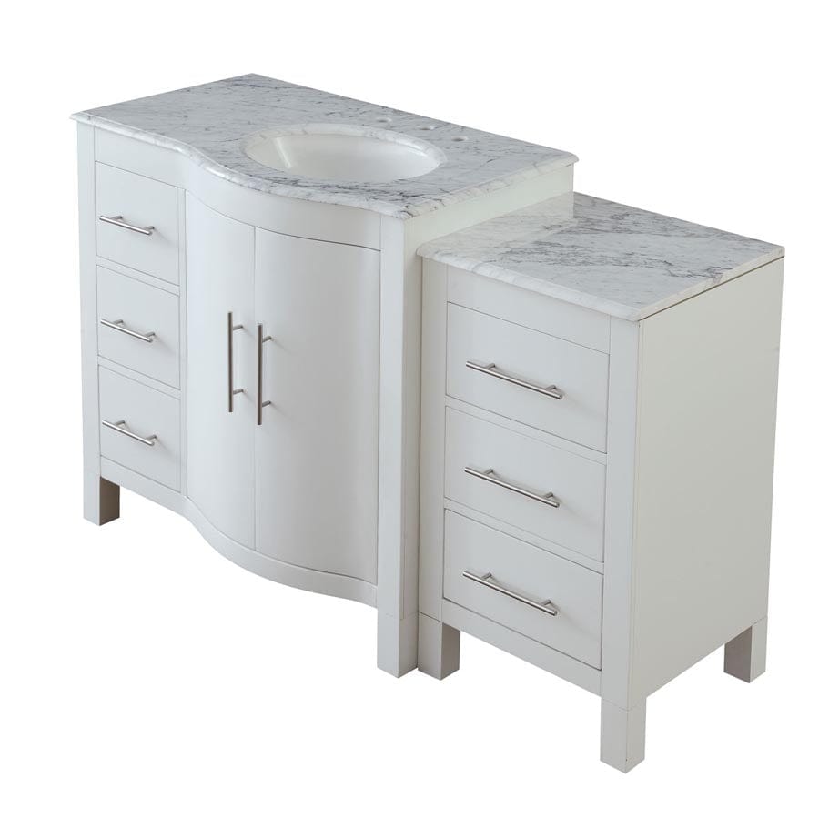 Silkroad Exclusive 53.5-inch Carrara White Marble Top Single Sink Bathroom Vanity - V0290WW54R - Molaix600316839143Bathroom VanityV0290WW54R