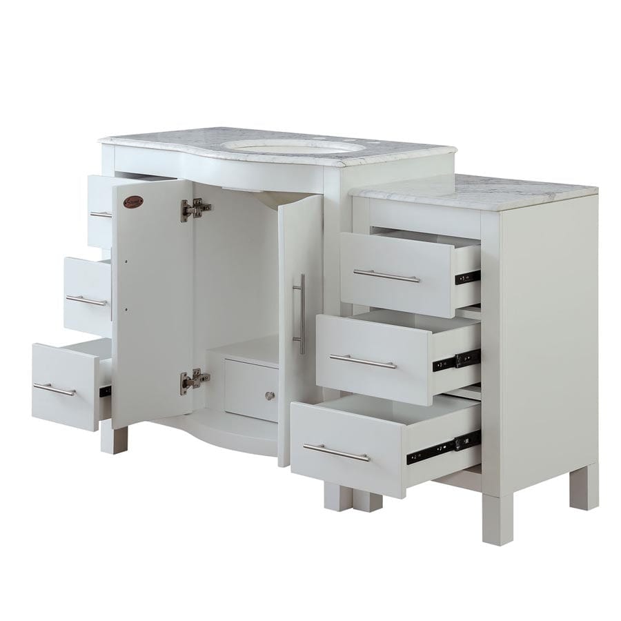 Silkroad Exclusive 53.5-inch Carrara White Marble Top Single Sink Bathroom Vanity - V0290WW54R - Molaix600316839143Bathroom VanityV0290WW54R