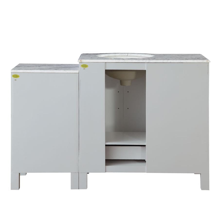 Silkroad Exclusive 53.5-inch Carrara White Marble Top Single Sink Bathroom Vanity - V0290WW54R - Molaix600316839143Bathroom VanityV0290WW54R
