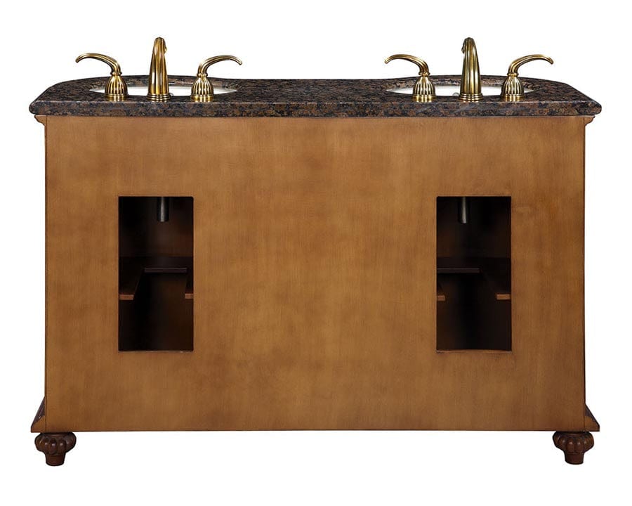 Silkroad Exclusive 54-inch Baltic Brown Granite Top Double Sink Bathroom Vanity - WFH-0201-BB-UWC-54 - Molaix610256801322Bathroom VanityWFH-0201-BB-UWC-54