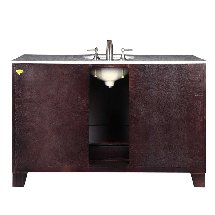 Silkroad Exclusive 55-inch Carrara White Marble Top Single Sink Bathroom Vanity - HYP-0703-WM-UWC-55 - Molaix610256802152Bathroom VanityHYP-0703-WM-UWC-55