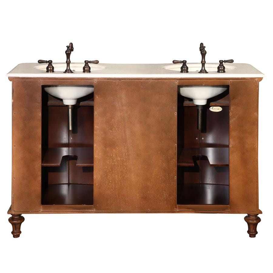 Silkroad Exclusive 55-inch Crema Marfil Marble Top Double Sink Bathroom Vanity - HYP-0719-CM-UIC-55 - Molaix610256800684Bathroom VanityHYP-0719-CM-UIC-55