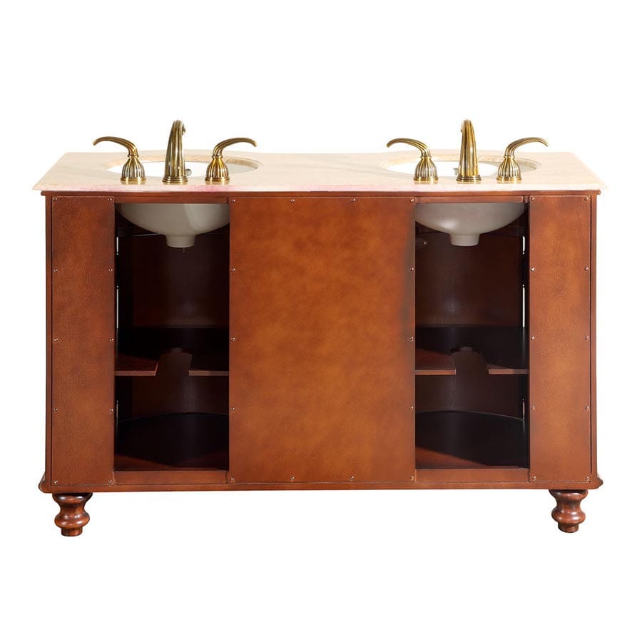 Silkroad Exclusive 55-inch Travertine Top Double Sink Bathroom Vanity - JYP-0192-T-UIC-55 - Molaix610256801056Bathroom VanityJYP-0192-T-UIC-55