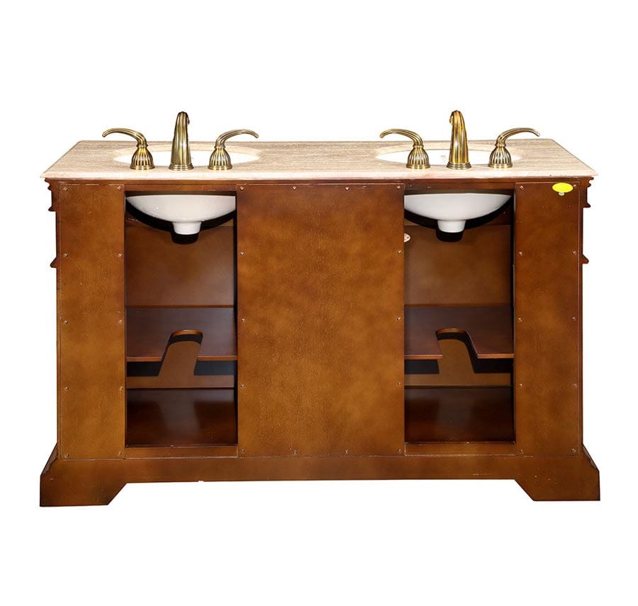 Silkroad Exclusive 55-inch Travertine Top Double Sink Bathroom Vanity - LTP-0181-T-UIC-55 - Molaix610256801193Bathroom VanityLTP-0181-T-UIC-55