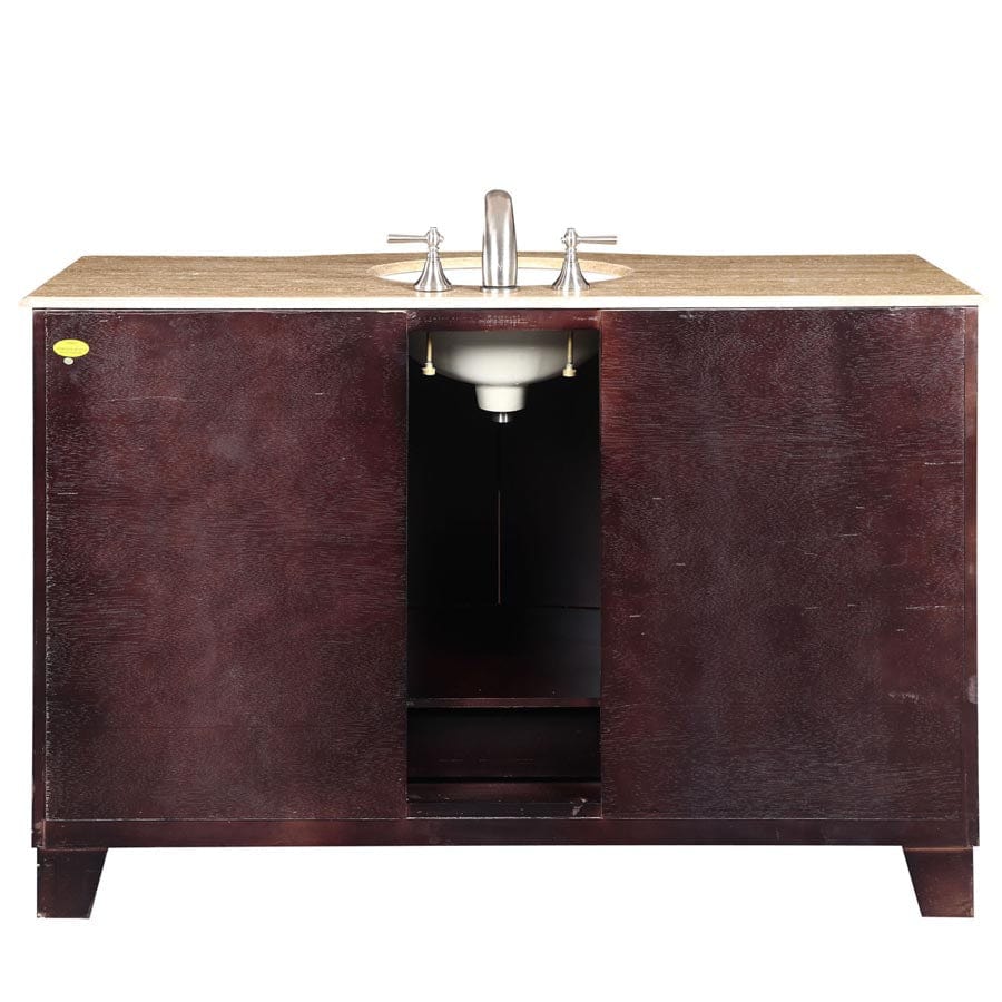 Silkroad Exclusive 55-inch Travertine Top Single Sink Bathroom Vanity - HYP-0703-T-UWC-55 - Molaix610256802145Bathroom VanityHYP-0703-T-UWC-55