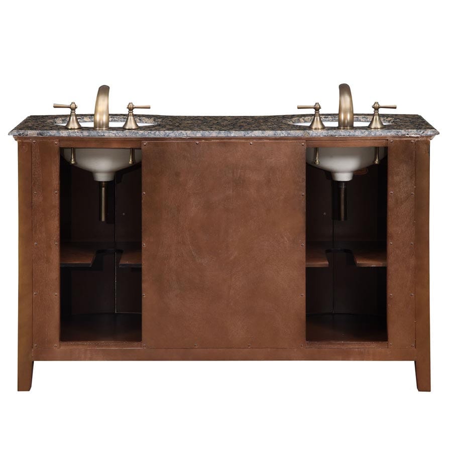 Silkroad Exclusive 58-inch Baltic Brown Granite Top Double Sink Bathroom Vanity - HYP-0221-BB-UWC-58 - Molaix610256800394Bathroom VanityHYP-0221-BB-UWC-58