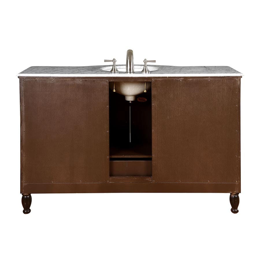 Silkroad Exclusive 58-inch Carrara White Marble Top Single Sink Bathroom Vanity - HYP-0717-WM-UWC-58 - Molaix610256802138Bathroom VanityHYP-0717-WM-UWC-58