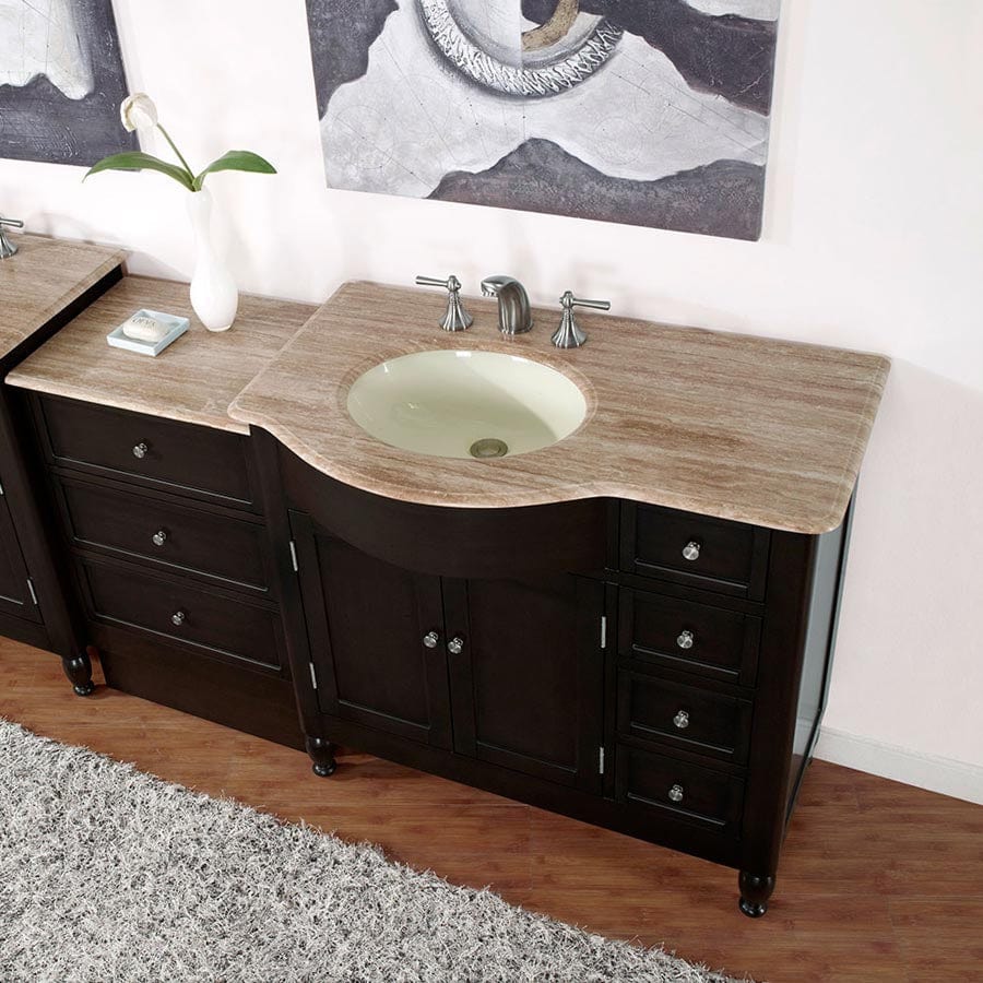 Silkroad Exclusive 58-inch Travertine Top Single Sink Bathroom Vanity - HYP-0902-T-UIC-58-L - Molaix610256801650Bathroom VanityHYP-0902-T-UIC-58-L
