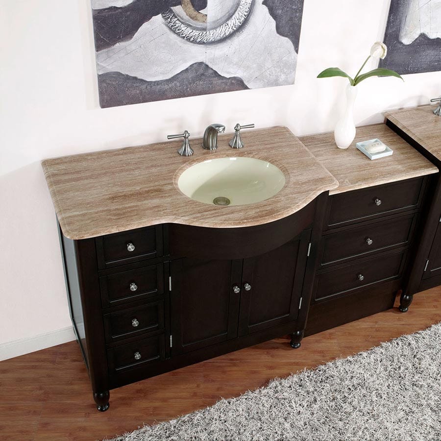 Silkroad Exclusive 58-inch Travertine Top Single Sink Bathroom Vanity - HYP-0902-T-UIC-58-R - Molaix610256801667Bathroom VanityHYP-0902-T-UIC-58-R