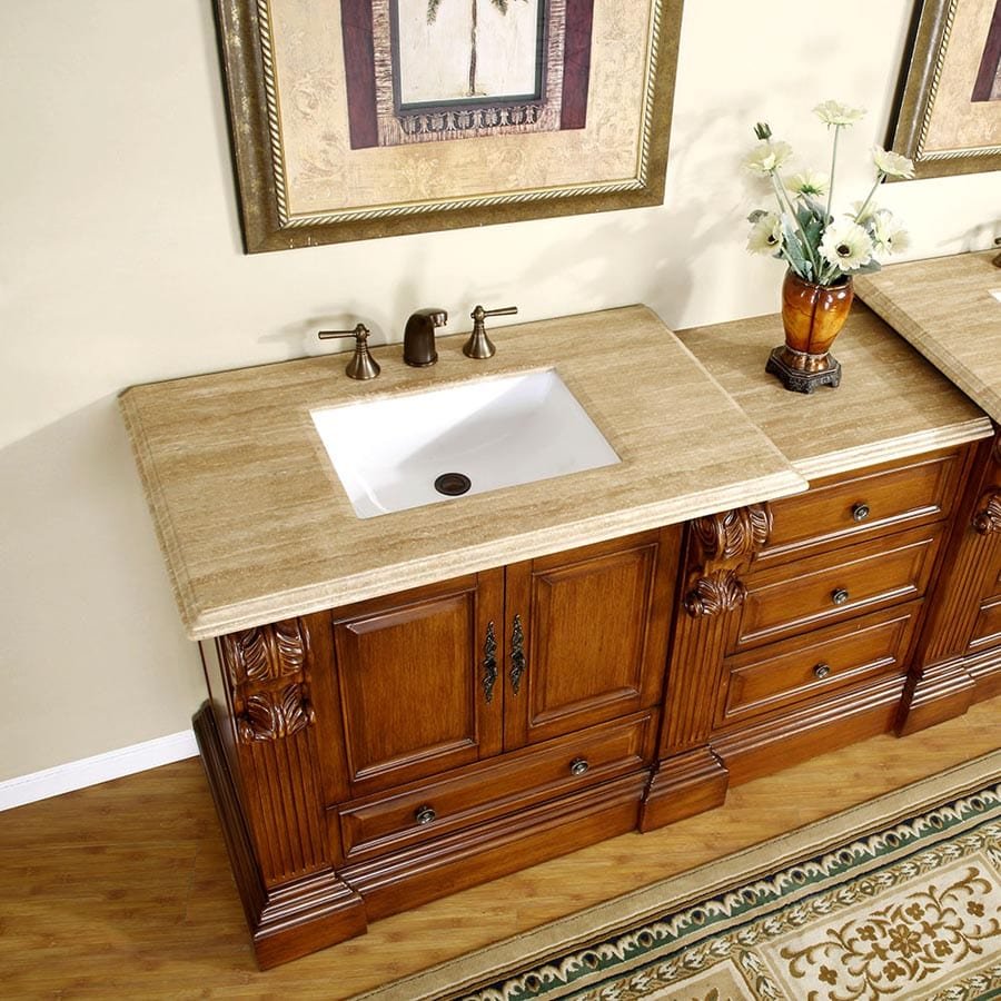 Silkroad Exclusive 58-inch Travertine Top Single Sink Bathroom Vanity - HYP-0907-T-UWC-58 - Molaix610256801711Bathroom VanityHYP-0907-T-UWC-58