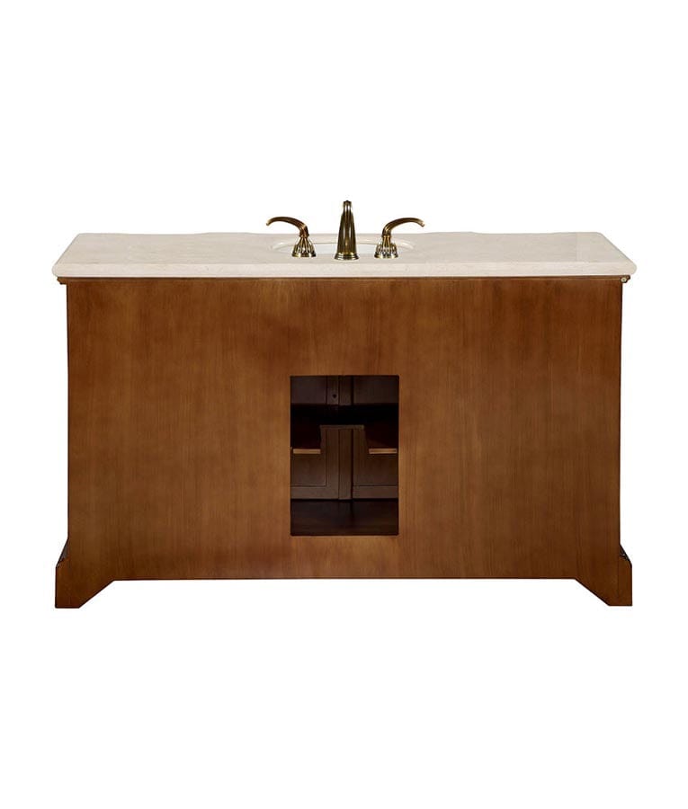 Silkroad Exclusive 58.5-inch Crema Marfil Marble Top Single Sink Bathroom Vanity - WFH-0199-CM-UWC-58 - Molaix610256801308Bathroom VanityWFH-0199-CM-UWC-58