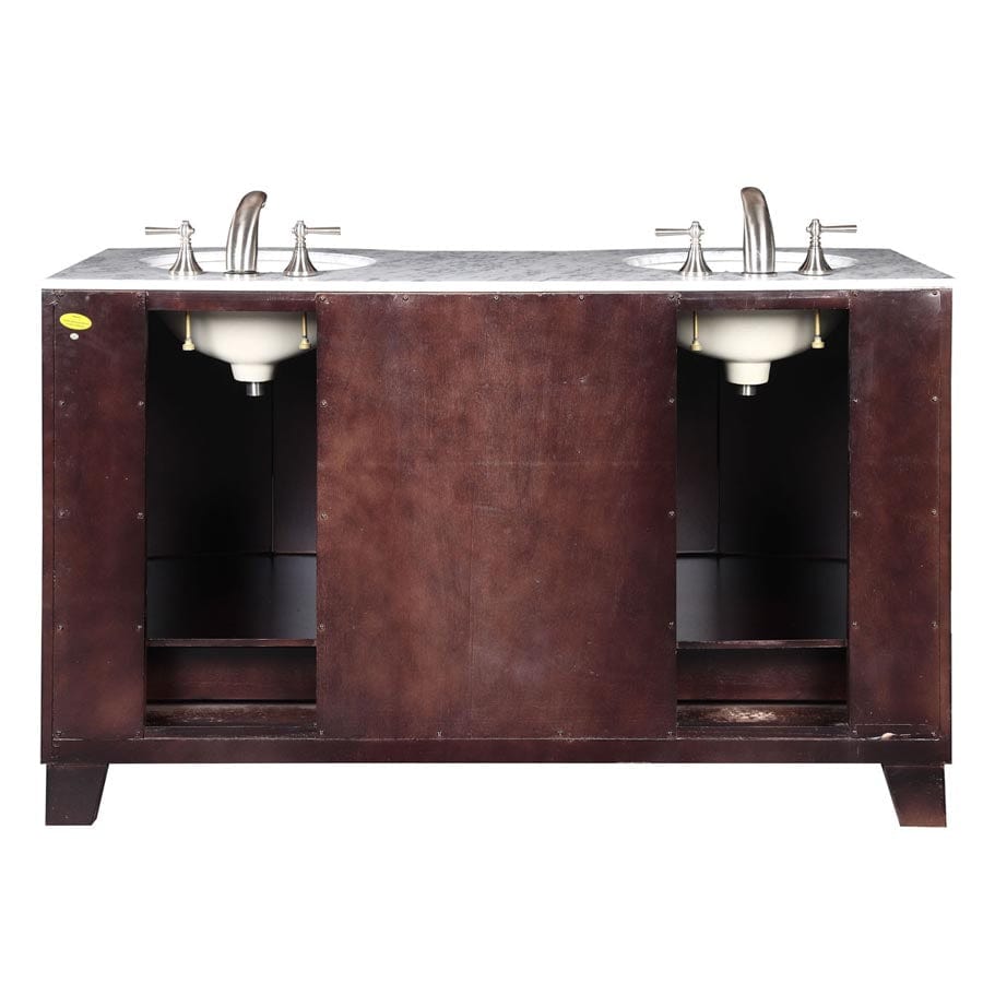 Silkroad Exclusive 60-inch Carrara White Marble Top Double Sink Bathroom Vanity - HYP-0703-WM-UWC-60 - Molaix610256802077Bathroom VanityHYP-0703-WM-UWC-60