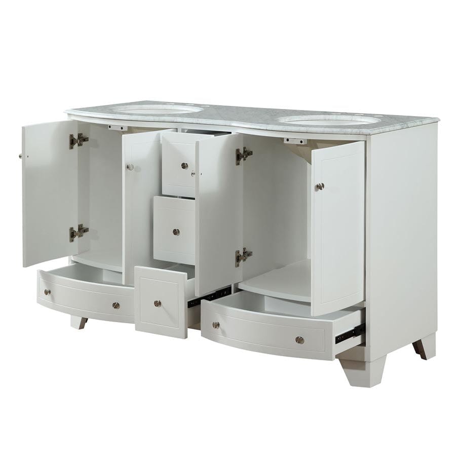 Silkroad Exclusive 60-inch Carrara White Marble Top Double Sink Bathroom Vanity - V0291WW60D - Molaix600316839075Bathroom VanityV0291WW60D