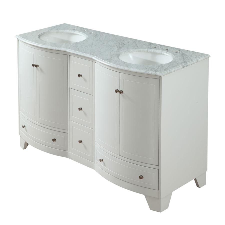 Silkroad Exclusive 60-inch Carrara White Marble Top Double Sink Bathroom Vanity - V0291WW60D - Molaix600316839075Bathroom VanityV0291WW60D