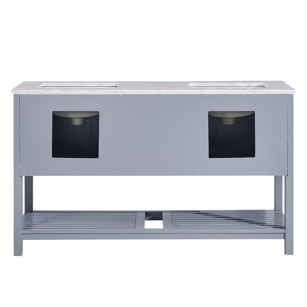 Silkroad Exclusive 60-inch Carrara White Marble Top Double Sink Bathroom Vanity - V10060GWSD - Molaix600316839471Bathroom VanityV10060GWSD
