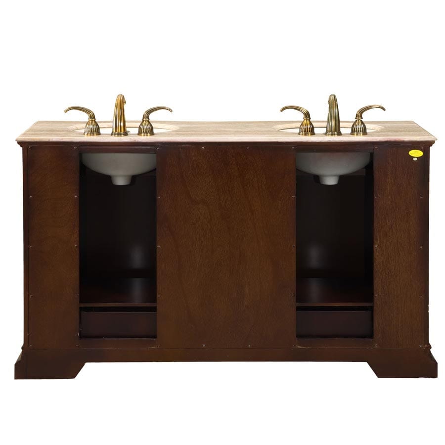 Silkroad Exclusive 60-inch Travertine Top Double Sink Bathroom Vanity - HYP-0712-T-UIC-60 - Molaix610256800554Bathroom VanityHYP-0712-T-UIC-60