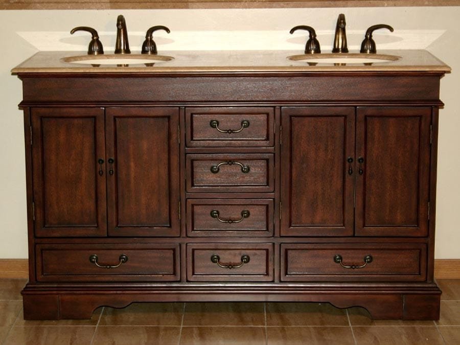 Silkroad Exclusive 60-inch Travertine Top Double Sink Bathroom Vanity - HYP-0715-T-UIC-60 - Molaix610256800622Bathroom VanityHYP-0715-T-UIC-60