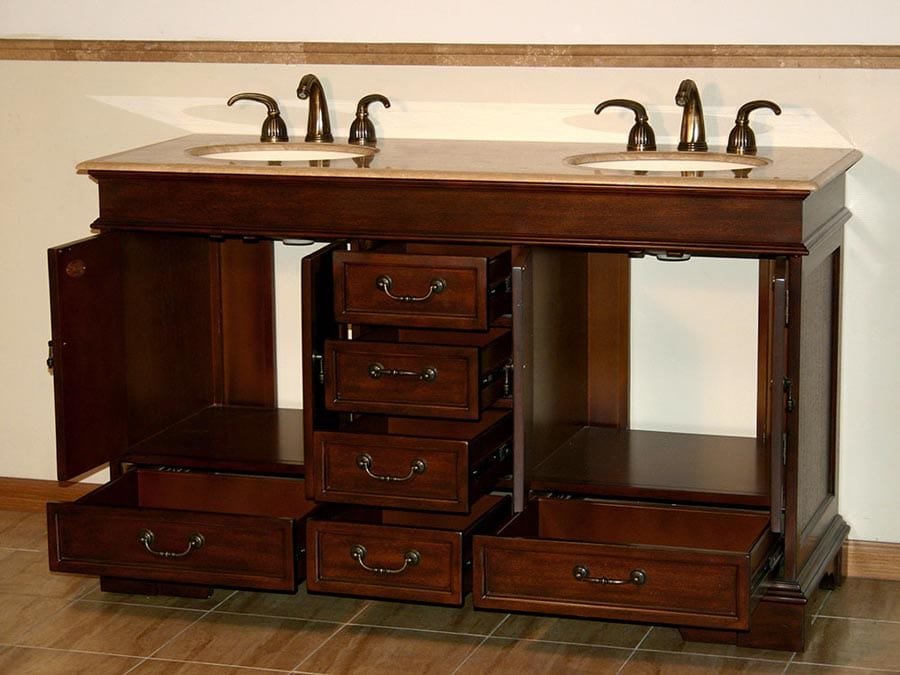 Silkroad Exclusive 60-inch Travertine Top Double Sink Bathroom Vanity - HYP-0715-T-UIC-60 - Molaix610256800622Bathroom VanityHYP-0715-T-UIC-60