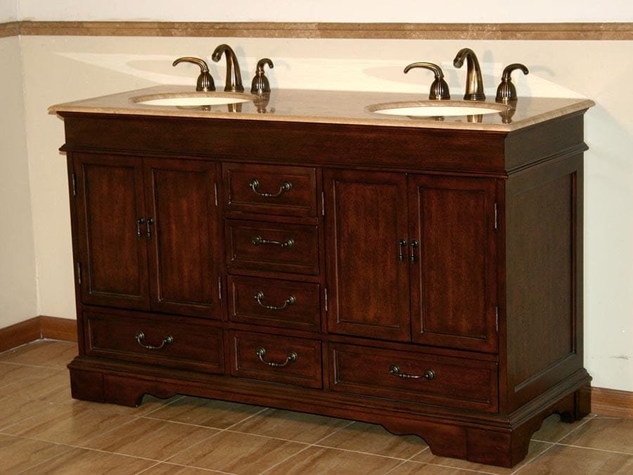 Silkroad Exclusive 60-inch Travertine Top Double Sink Bathroom Vanity - HYP-0715-T-UIC-60 - Molaix610256800622Bathroom VanityHYP-0715-T-UIC-60