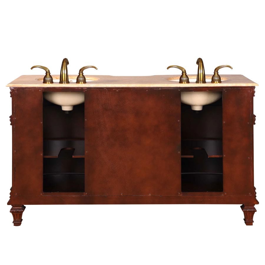 Silkroad Exclusive 60-inch Travertine Top Double Sink Bathroom Vanity - HYP-0722-T-UIC-60 - Molaix610256800691Bathroom VanityHYP-0722-T-UIC-60