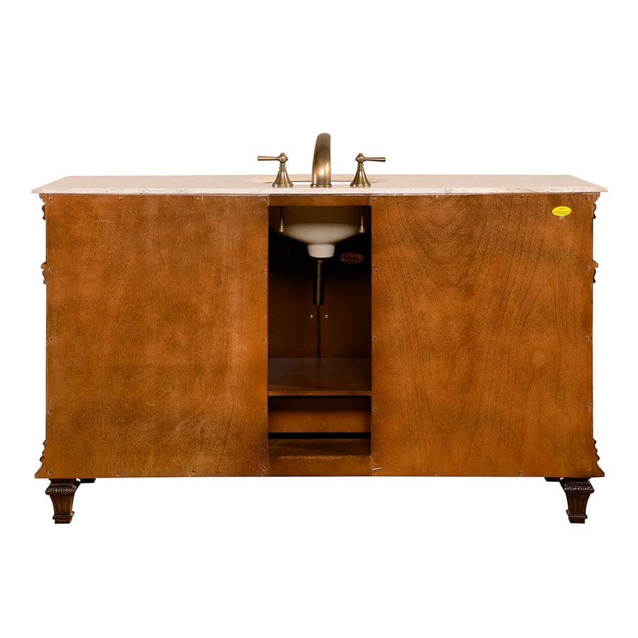 Silkroad Exclusive 60-inch Travertine Top Single Sink Bathroom Vanity - HYP-0277-T-UWC-60 - Molaix610256802527Bathroom VanityHYP-0277-T-UWC-60